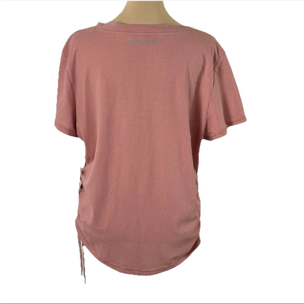 Calvin Klein V-neck Drawstring Ruched Textured Top Women’s Size XL Pink Apricot - Picture 7 of 12